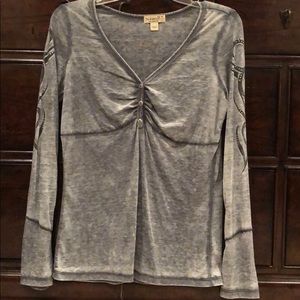 Long sleeve distressed graphic shirt